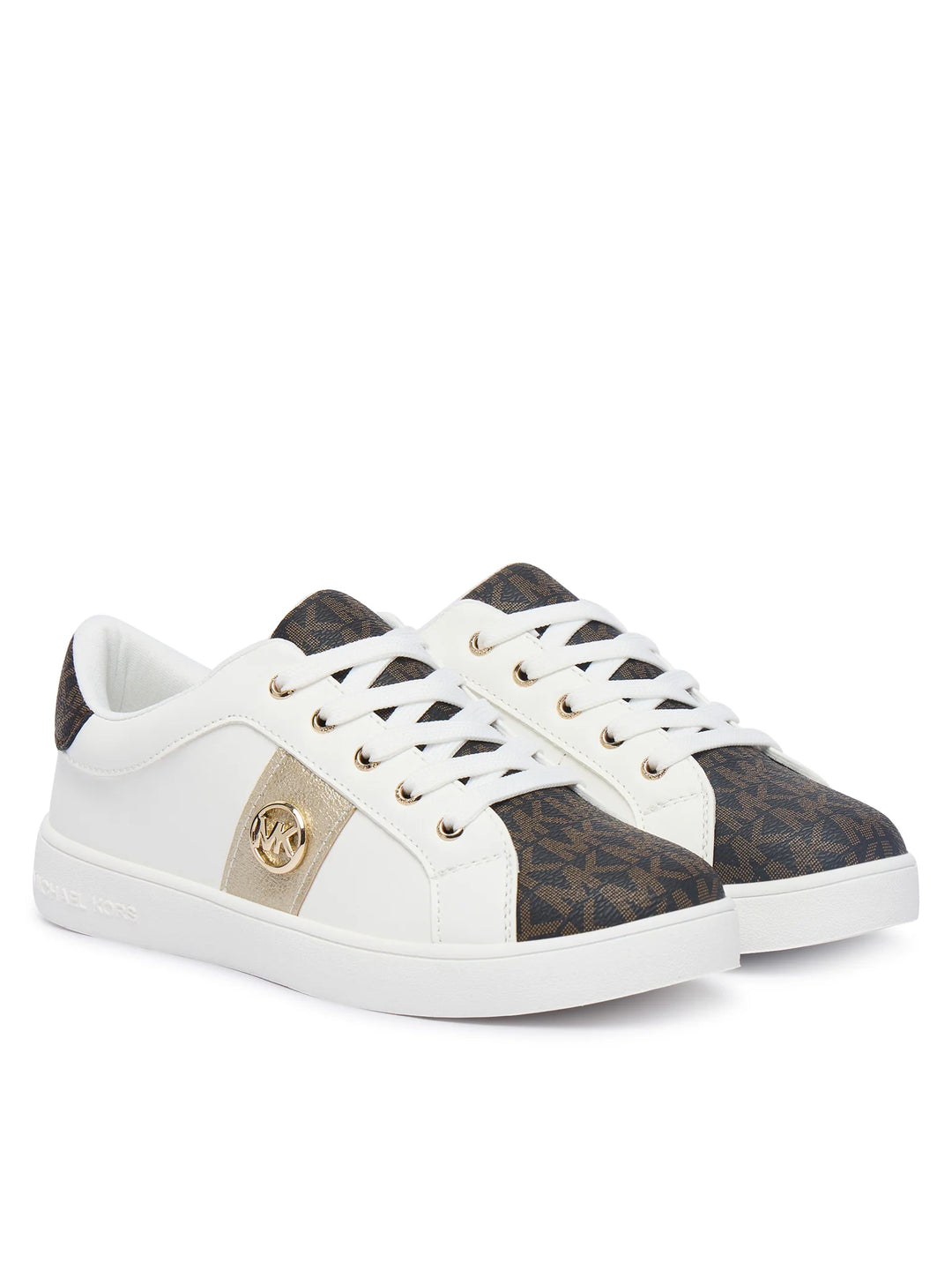 MICHAEL KORS NIÑA ZAPATILLA JEM RAINE WHITE SYNTHETIC/BROWN MONOGRAM/PALE GOLD METALLIC