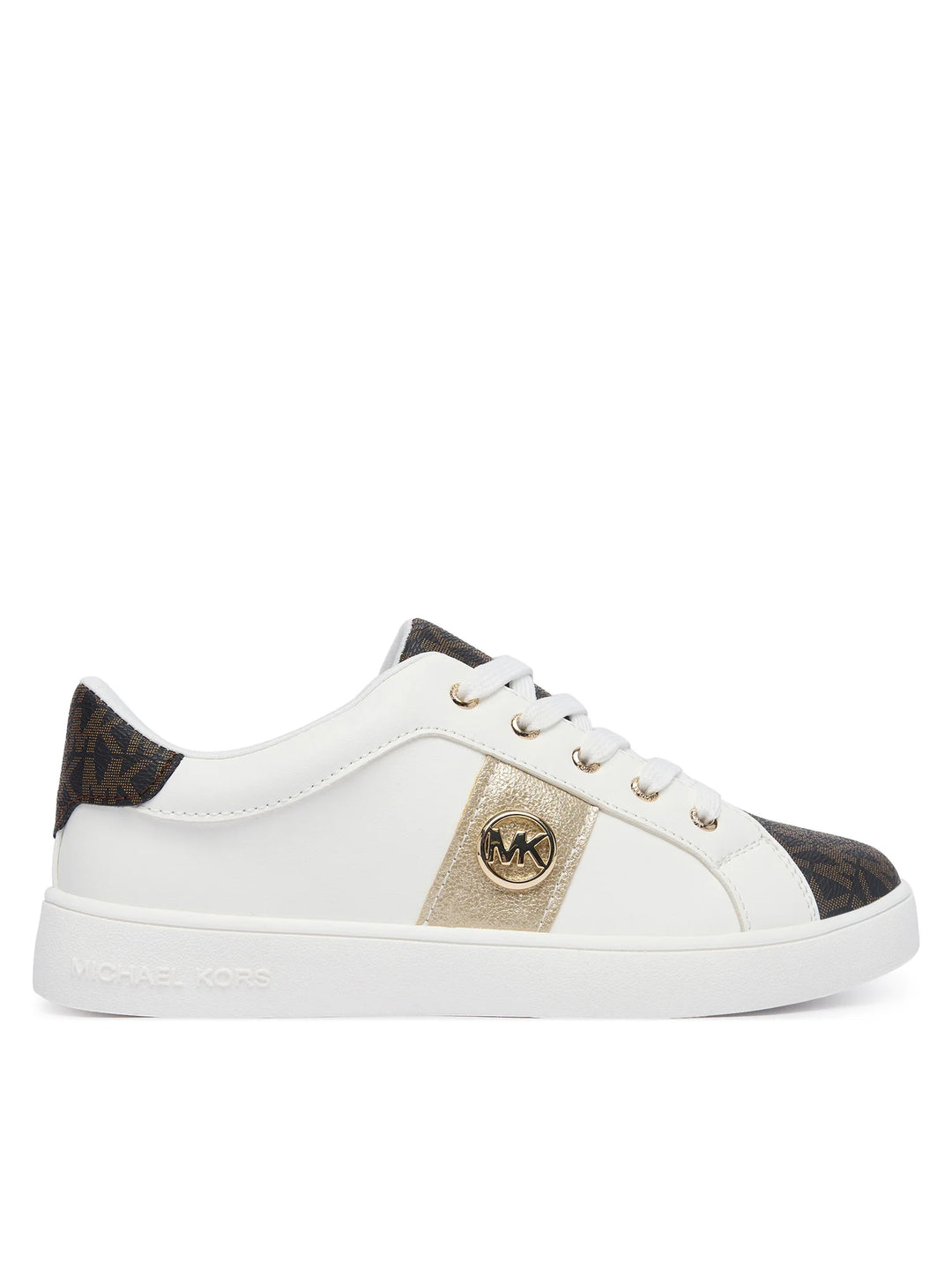MICHAEL KORS NIÑA ZAPATILLA JEM RAINE WHITE SYNTHETIC/BROWN MONOGRAM/PALE GOLD METALLIC