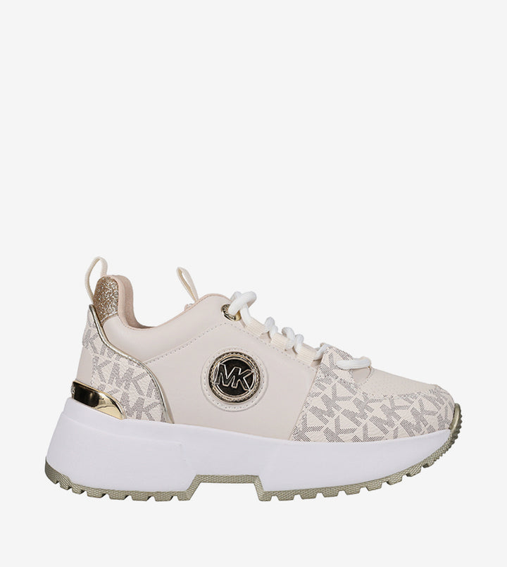 MICHAEL KORS NIÑA ZAPATILLA COSMO LOGO VANILLA/PALE GOLD LOGO