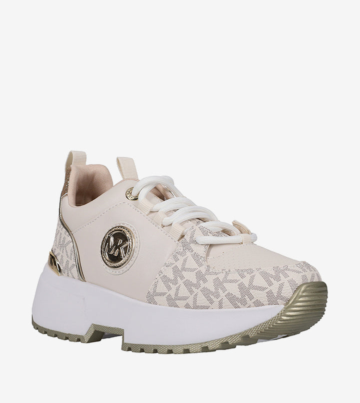 MICHAEL KORS NIÑA ZAPATILLA COSMO LOGO VANILLA/PALE GOLD LOGO