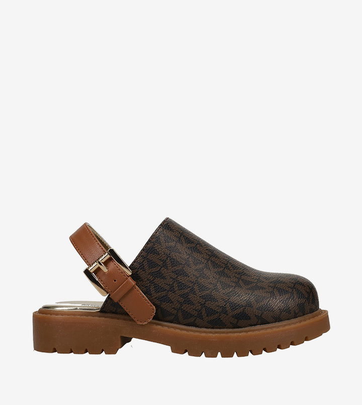 MICHAEL KORS NIÑA ZAPATO COSETTA CLOG BROWN LOGO
