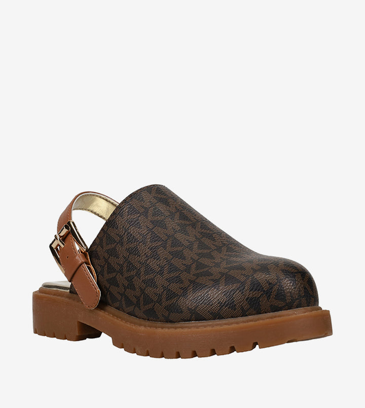 MICHAEL KORS NIÑA ZAPATO COSETTA CLOG BROWN LOGO