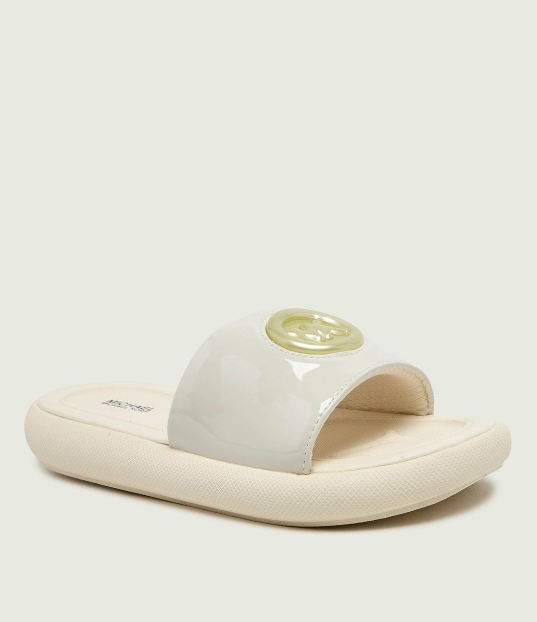 MICHAEL KORS NIÑA CHANCLETA RAELYNN BUBBLE VANILLA PATENT WITH PALE GOLD BUBBLE CHARM