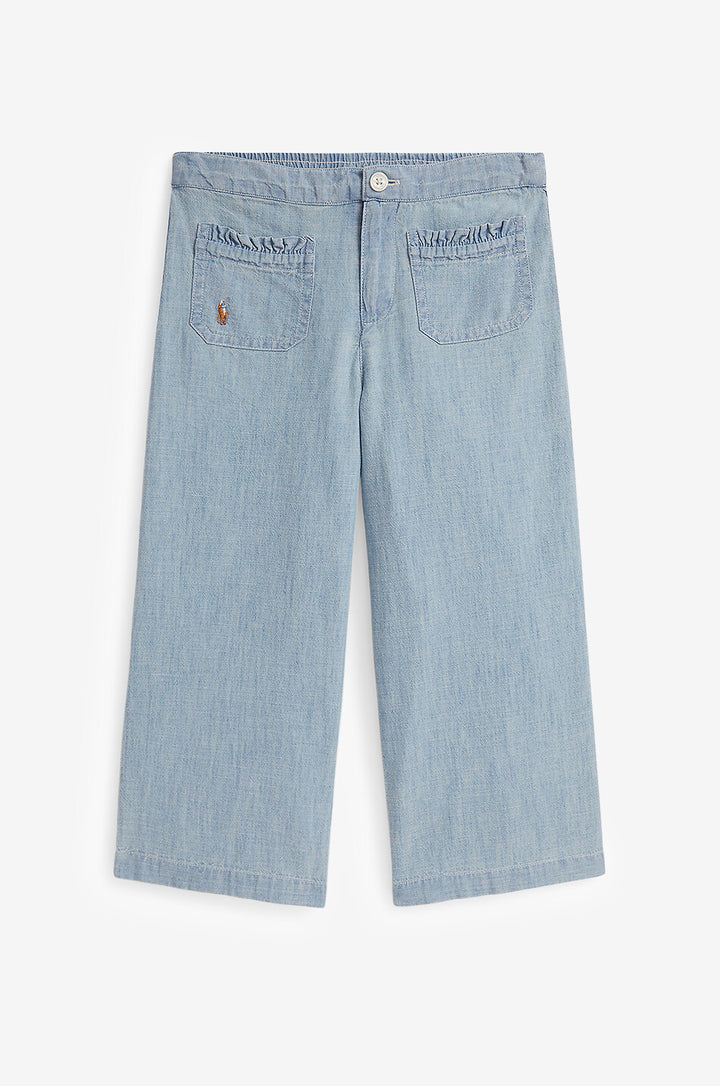 RALPH LAUREN NIÑA PANTALON FLAT FRONT CHAMBRAY