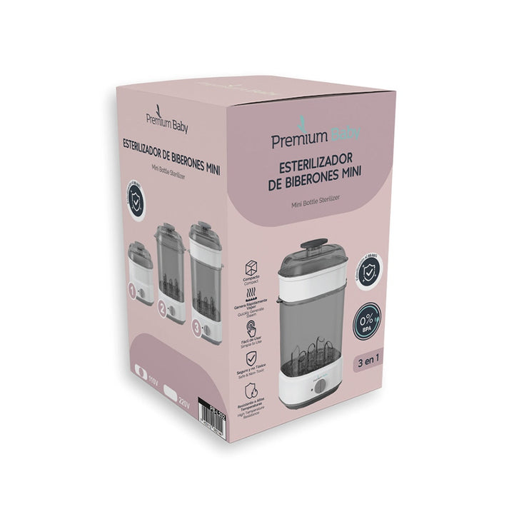 PREMIUM BABY ESTERILIZADOR ELECTRICO A VAPOR 3 EN 1 DE BIBERONES MINI