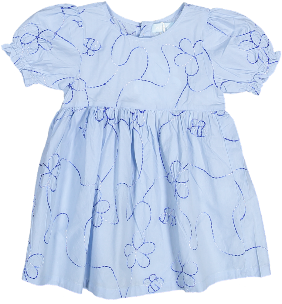 Piglo Vestido Ruffle Jardin Denim Azul para Nina