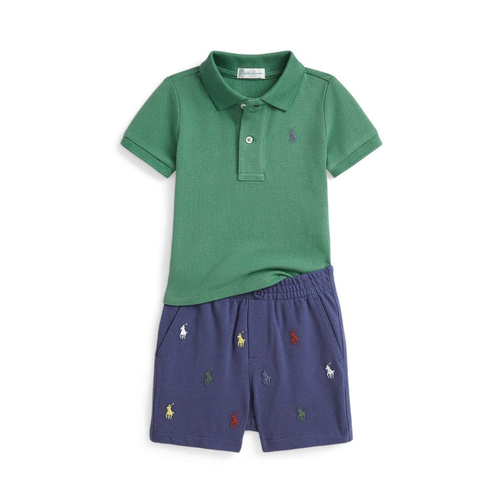 RALPH LAUREN BEBE NIÑO CONJ. DE SHORT MESH FAIRWAY GREEN