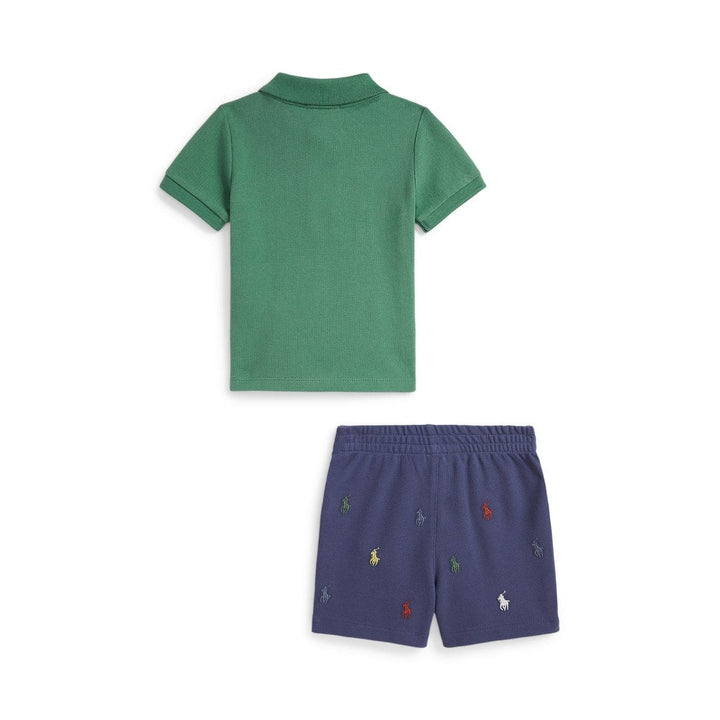RALPH LAUREN BEBE NIÑO CONJ. DE SHORT MESH FAIRWAY GREEN