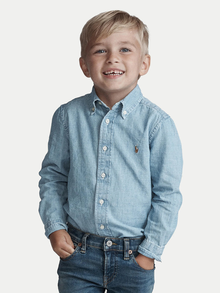 RALPH LAUREN NIÑO CAMISA COTTON PW LT BLUE