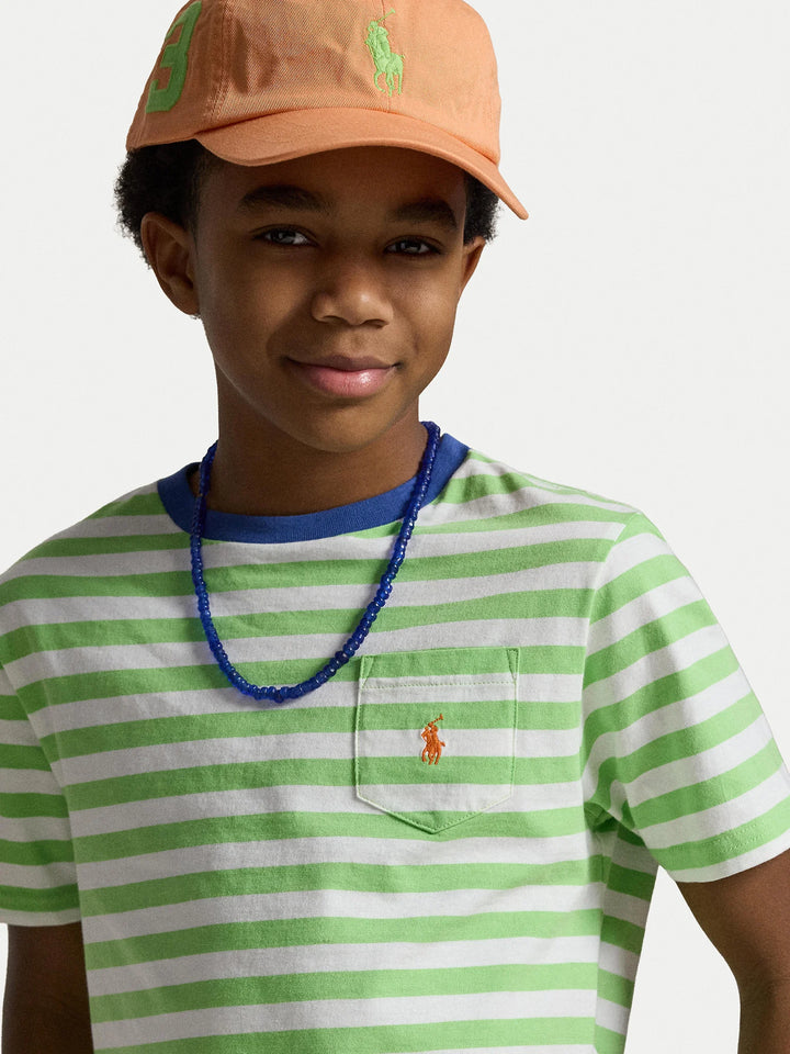 RALPH LAUREN NIÑO TSHIRT 26/1 JERSEY COLLECTION LIME/WHITE