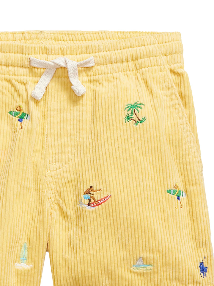RALPH LAUREN NIÑO SHORT 8 WALE CORD BEACH YELLOW SURFER AOE