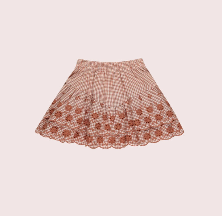 RYLEE & CRU NIÑA FALDA ROSE MINI POPPY GINGHAM