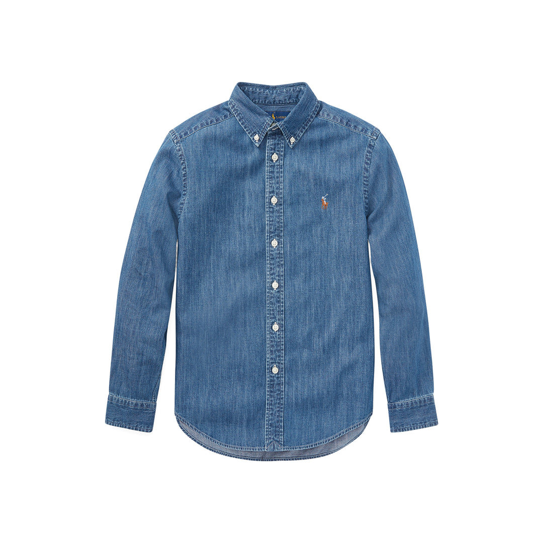 Camisa Cuello Button-Down Manga Larga para Niño - DK Blue