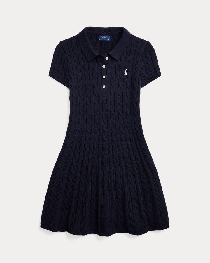RALPH LAUREN NIÑA VESTIDO COTTON RL NAVY W/ PRCH CREAM