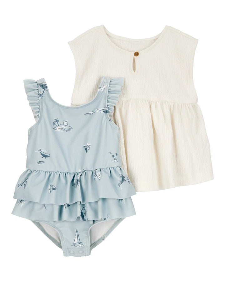 Carters Vestido de Baño Blue Swim W/ Coverup para Bebé Niña