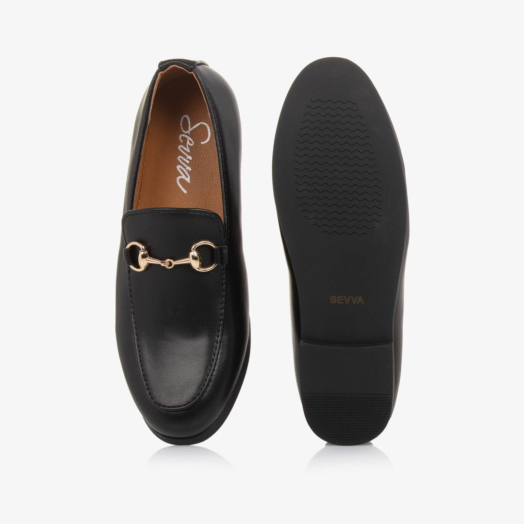 SEVVA NIÑO ZAPATO FAUX LEATHER HORSEBIT LOAFER BLACK