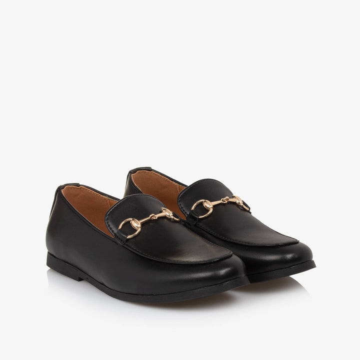 SEVVA NIÑO ZAPATO FAUX LEATHER HORSEBIT LOAFER BLACK