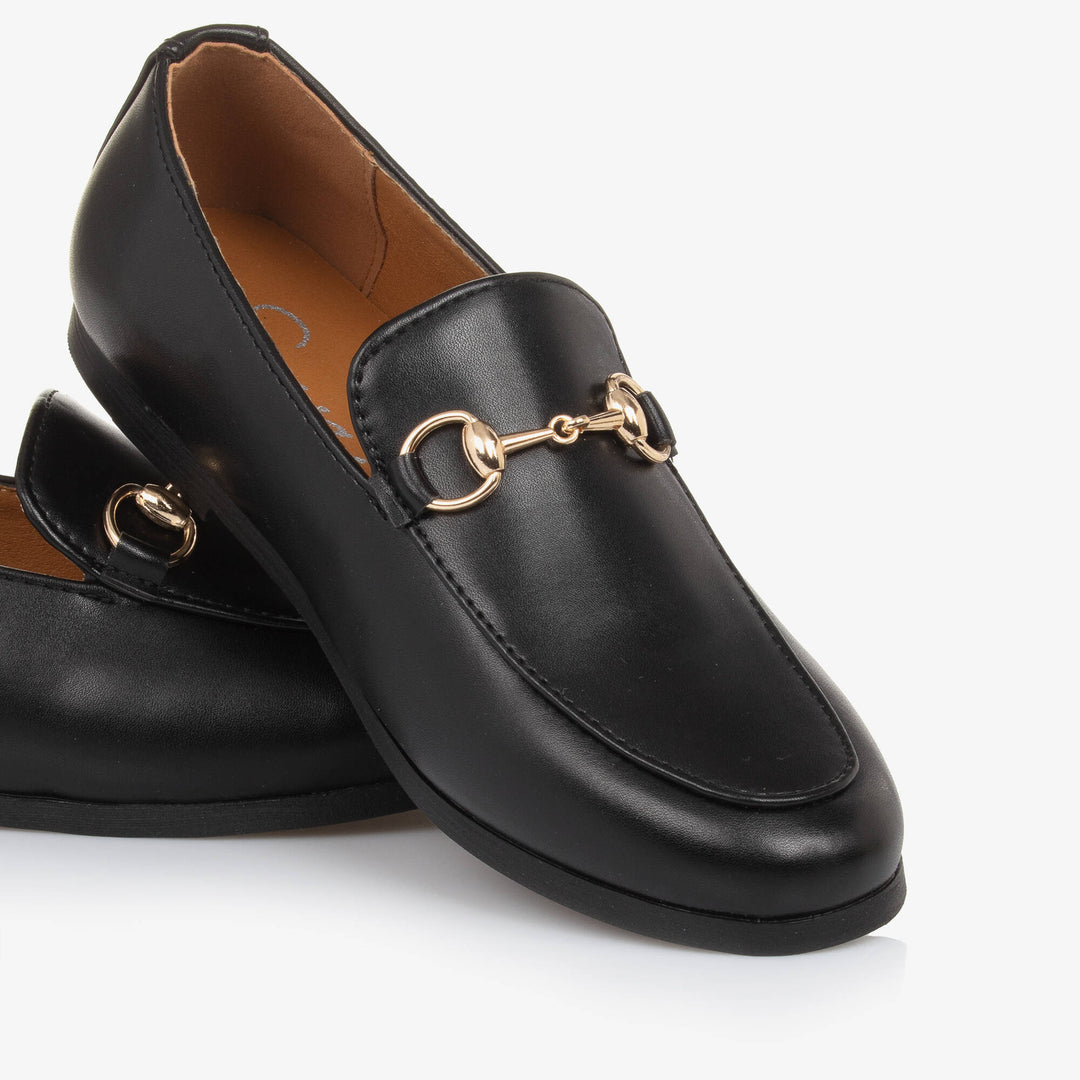 SEVVA NIÑO ZAPATO FAUX LEATHER HORSEBIT LOAFER BLACK
