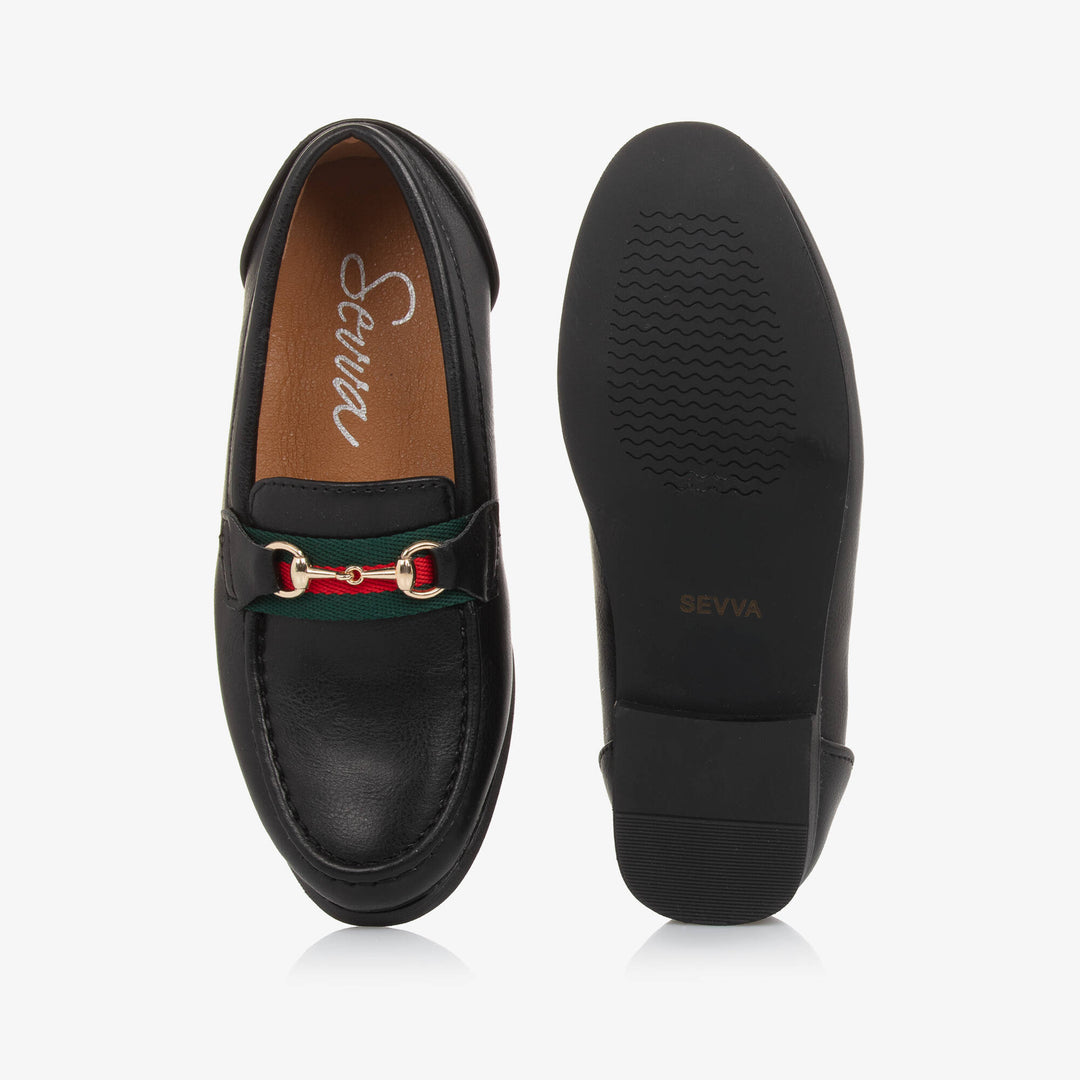 SEVVA NIÑO ZAPATO FAUX LEATHER HORSEBIT LOAFER BLACK