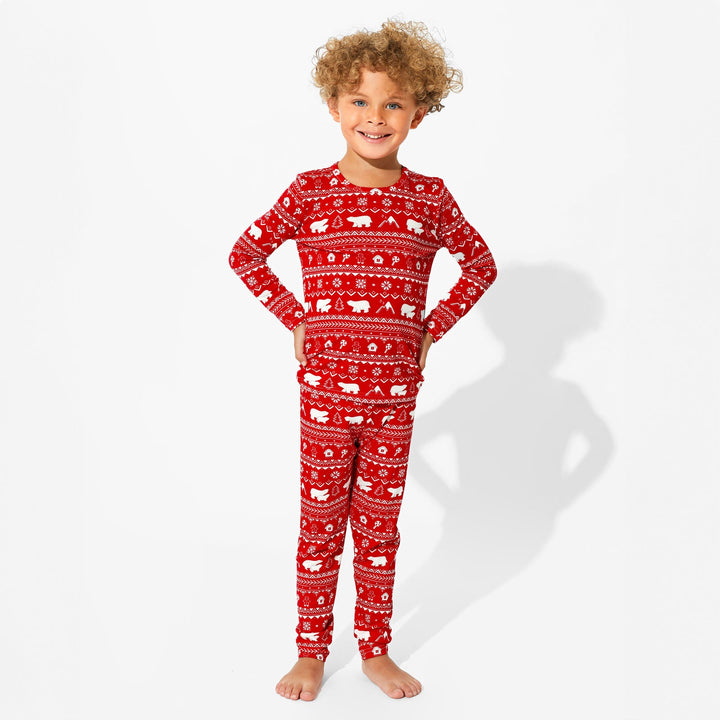 BELLABU BEAR NIÑO PIJAMA POLAR ISLE RED BAMBOO