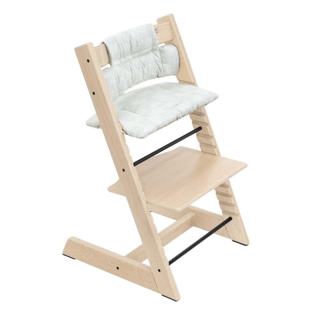 Stokke Silla de Comer Tripp Trapp Natural, Cushion Mosaic Green, Tray