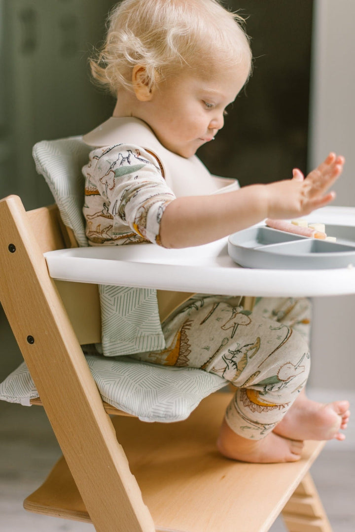 Stokke Silla de Comer Tripp Trapp Natural, Cushion Mosaic Green, Tray