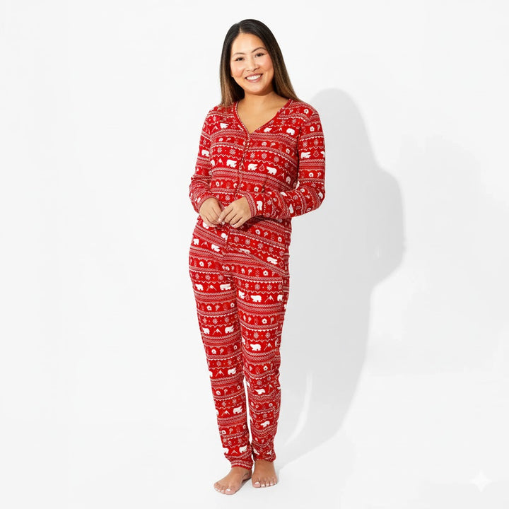 BELLABU BEAR DAMA PIJAMA POLAR ISLE RED BAMBOO
