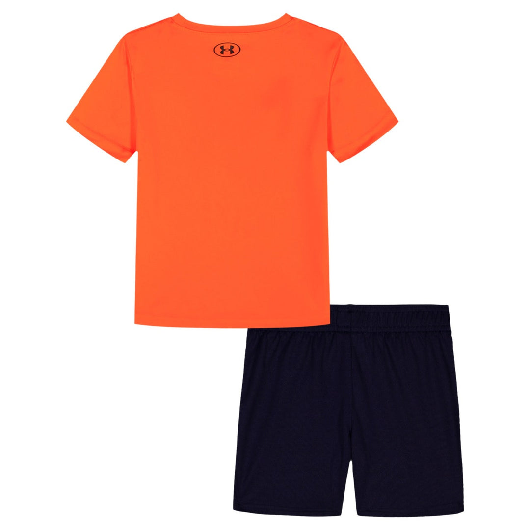 UNDER ARMOUR NIÑO CONJ. DE SHORT BLAZE ORG/NAVY/DOWNPOUR GRY