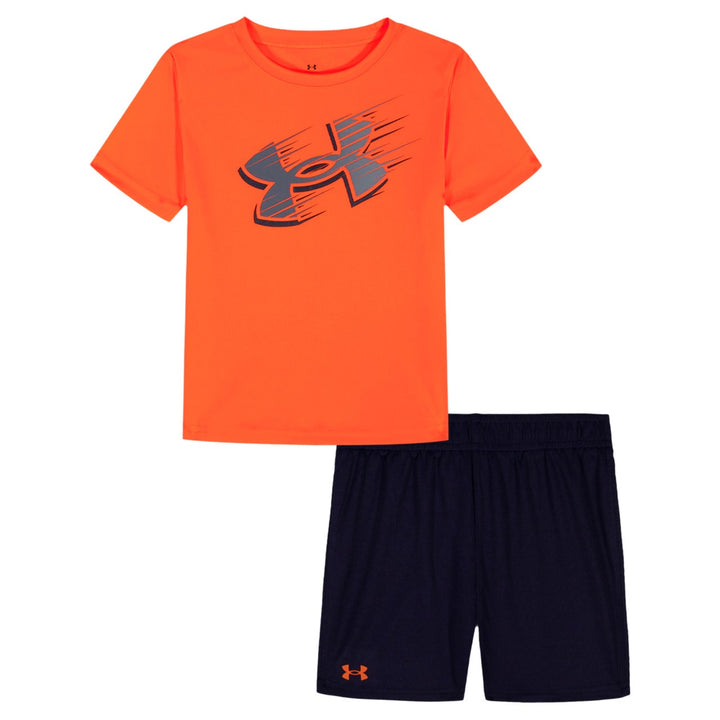 UNDER ARMOUR NIÑO CONJ. DE SHORT BLAZE ORG/NAVY/DOWNPOUR GRY