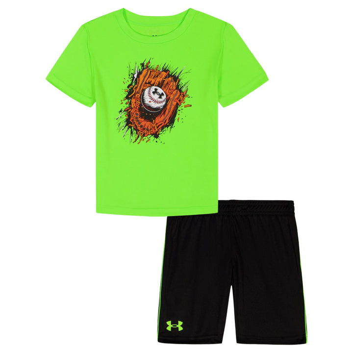 UNDER ARMOUR NIÑO CONJ. DE SHORT HYPER GREEN/BLACK/WHITE