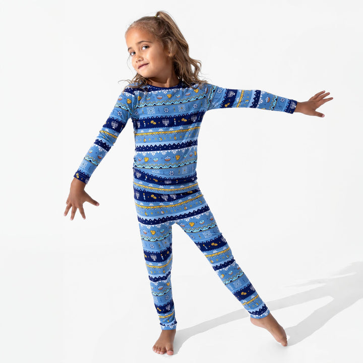 BELLABU BEAR NIÑO PIJAMA HANUKKAH FAIR ISLE BAMBOO