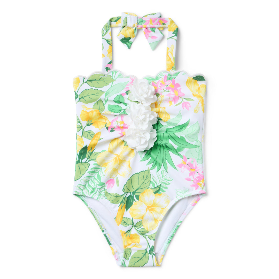 Vestido De Baño Tropical Floral para Niña