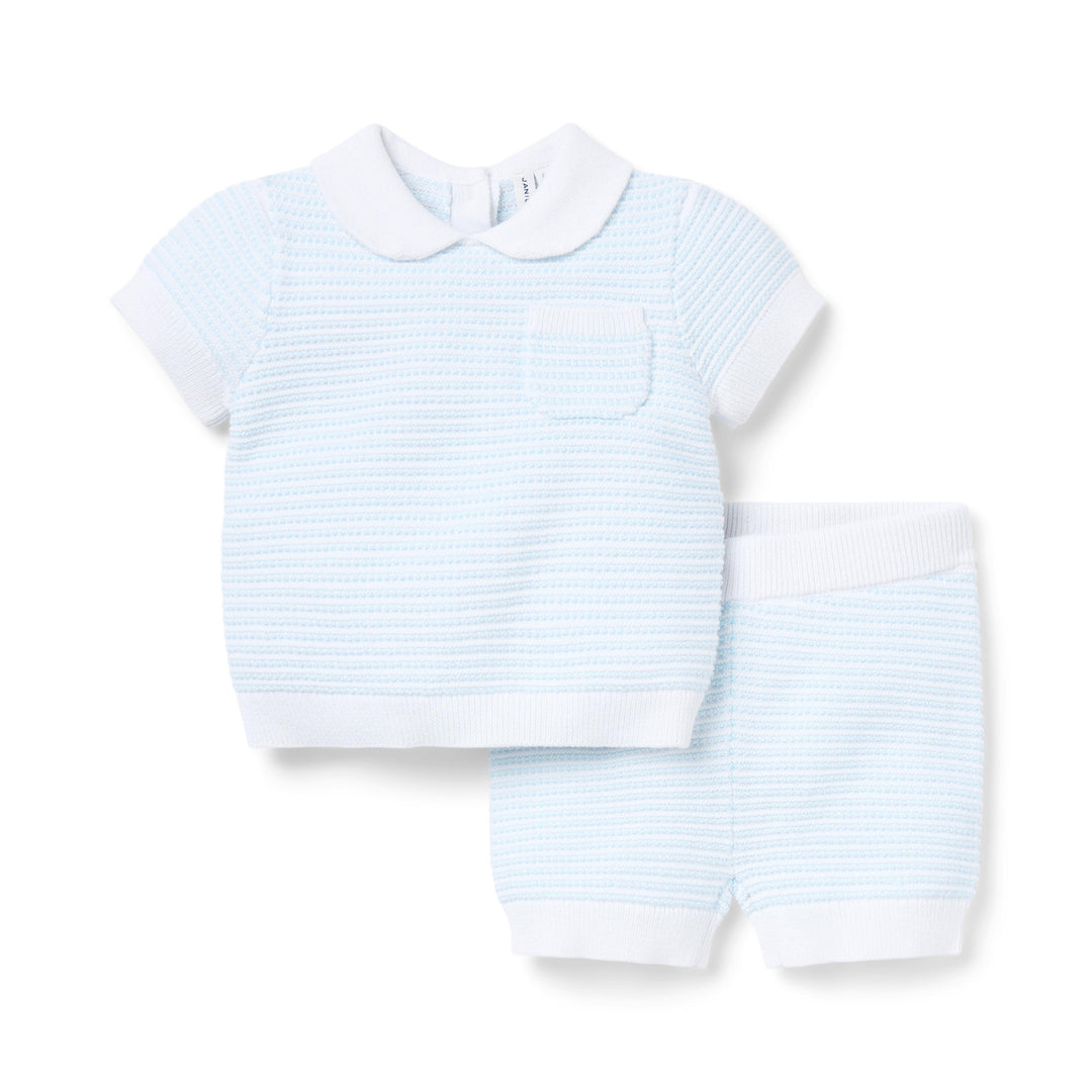 Conjunto de Short Striped Sky Blue para Bebé Niño