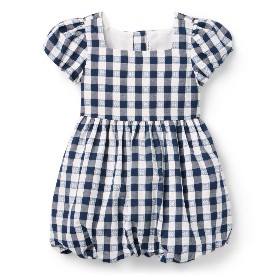 Vestido Gingham Bubble Navy para Niña