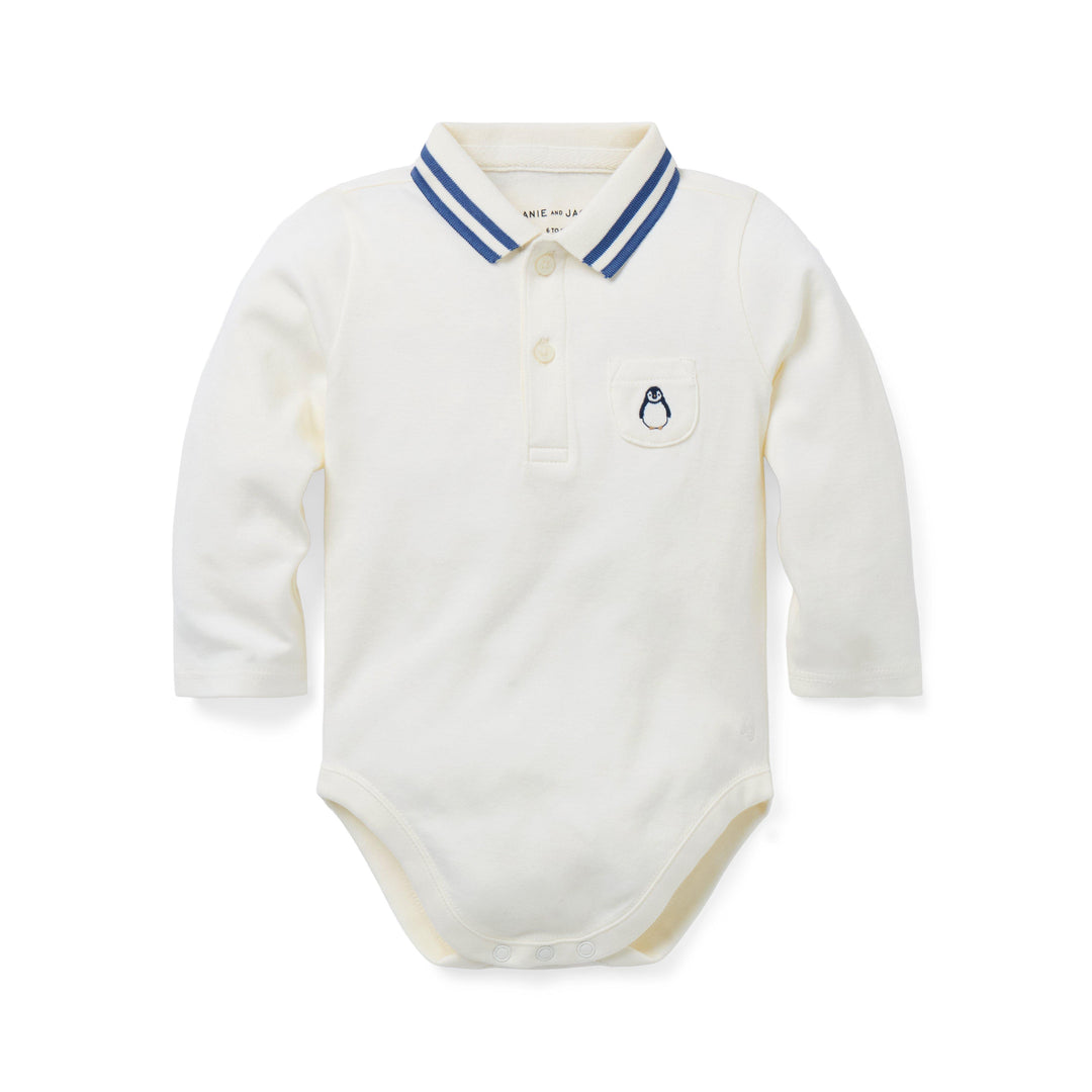 Body B K White Penguin Icon Polo M/L para Bebé Niño