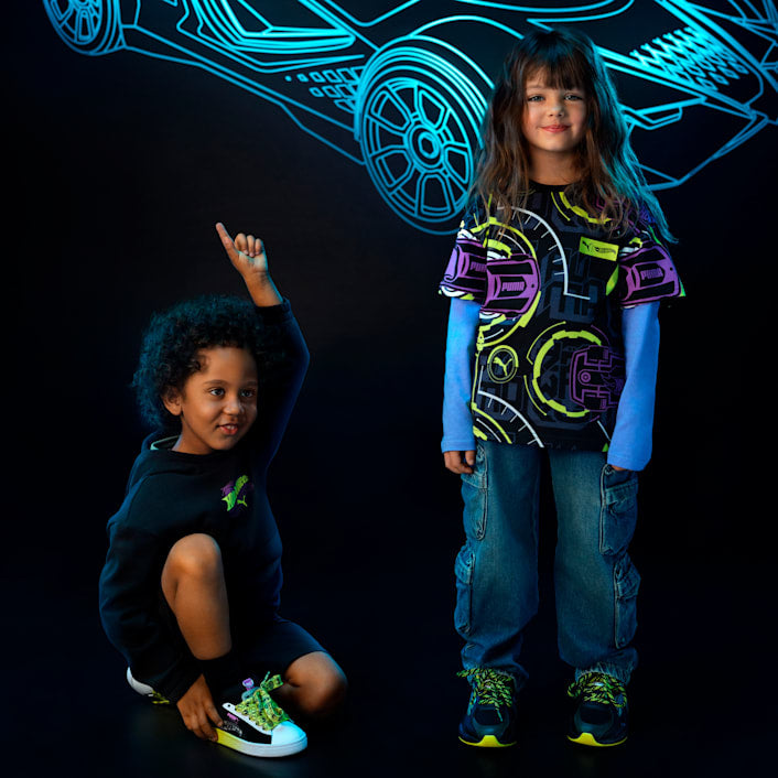 PUMA NIÑO TSHIRT X HOT WHEELS RELAXED AOP BLACK