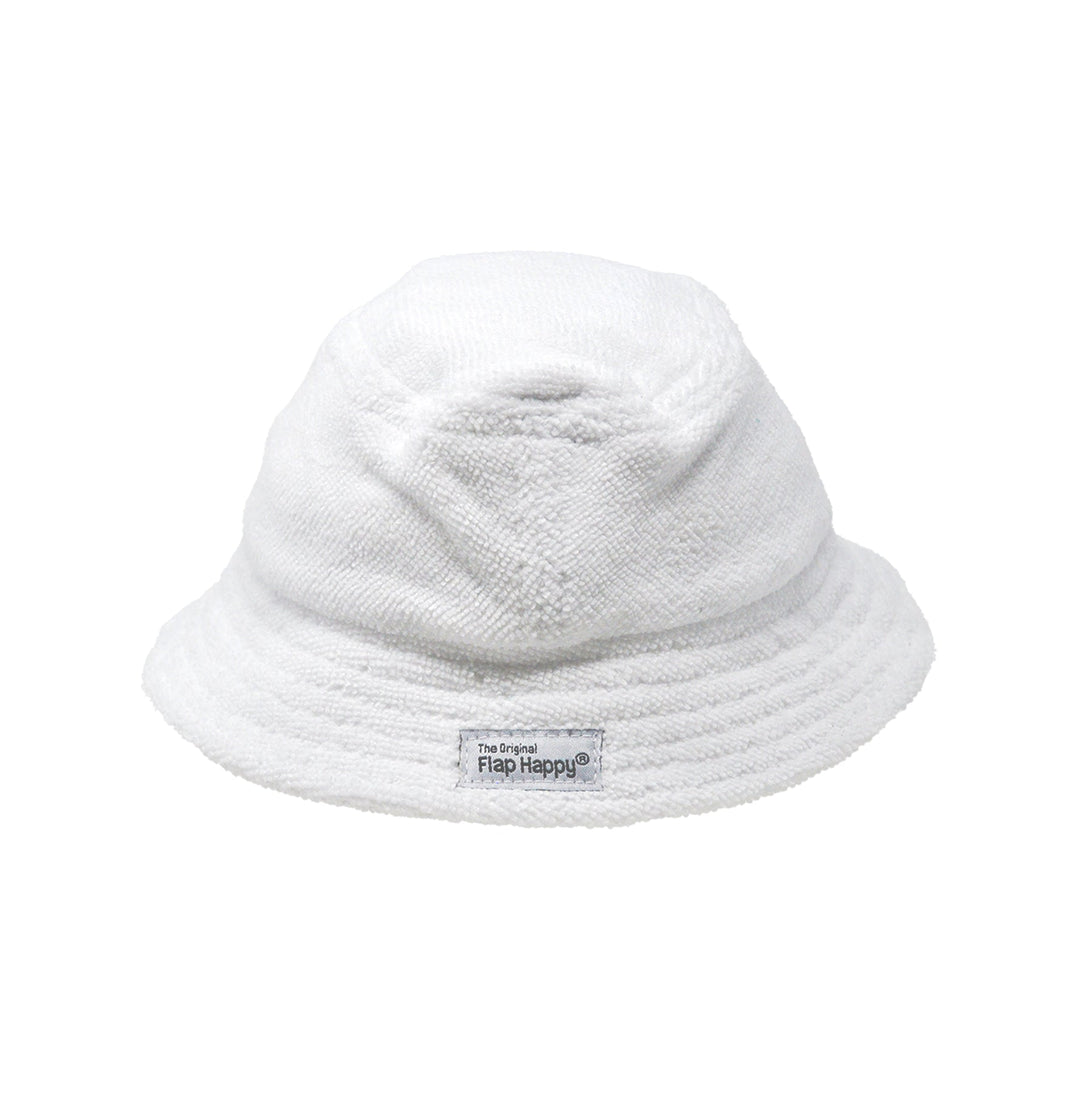 FLAP HAPPY NIÑO SOMBRERO TERRY BEACH BUCKET WHITE