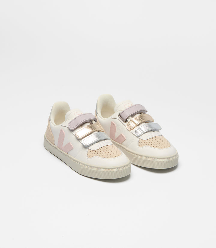 VEJA NIÑA ZAPATILLA V-10 LEATHER WHITE/PETALE