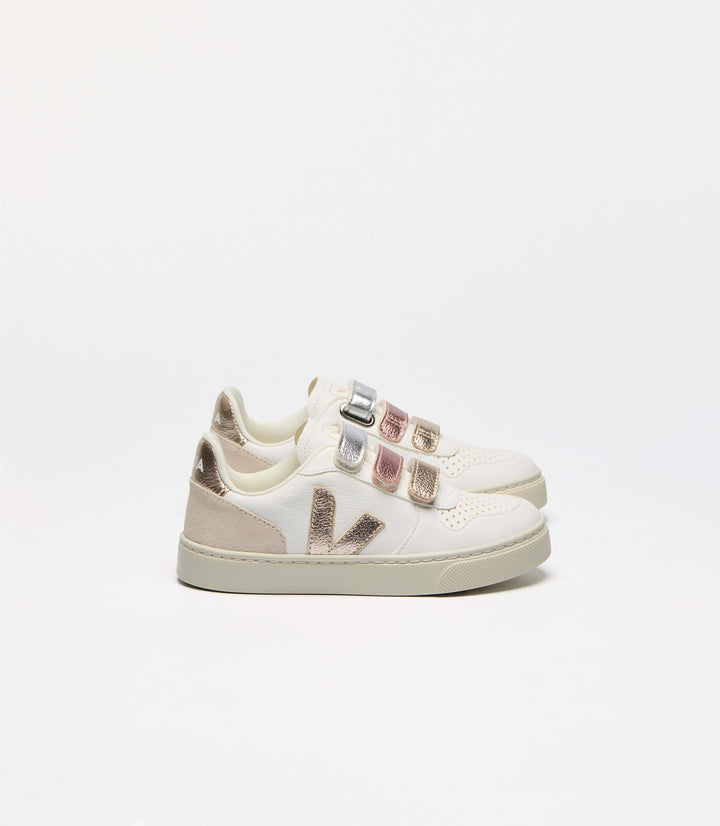 VEJA NIÑA ZAPATILLA V-10 LEATHER MULTICO-EXTRA-WHITE/SHINY