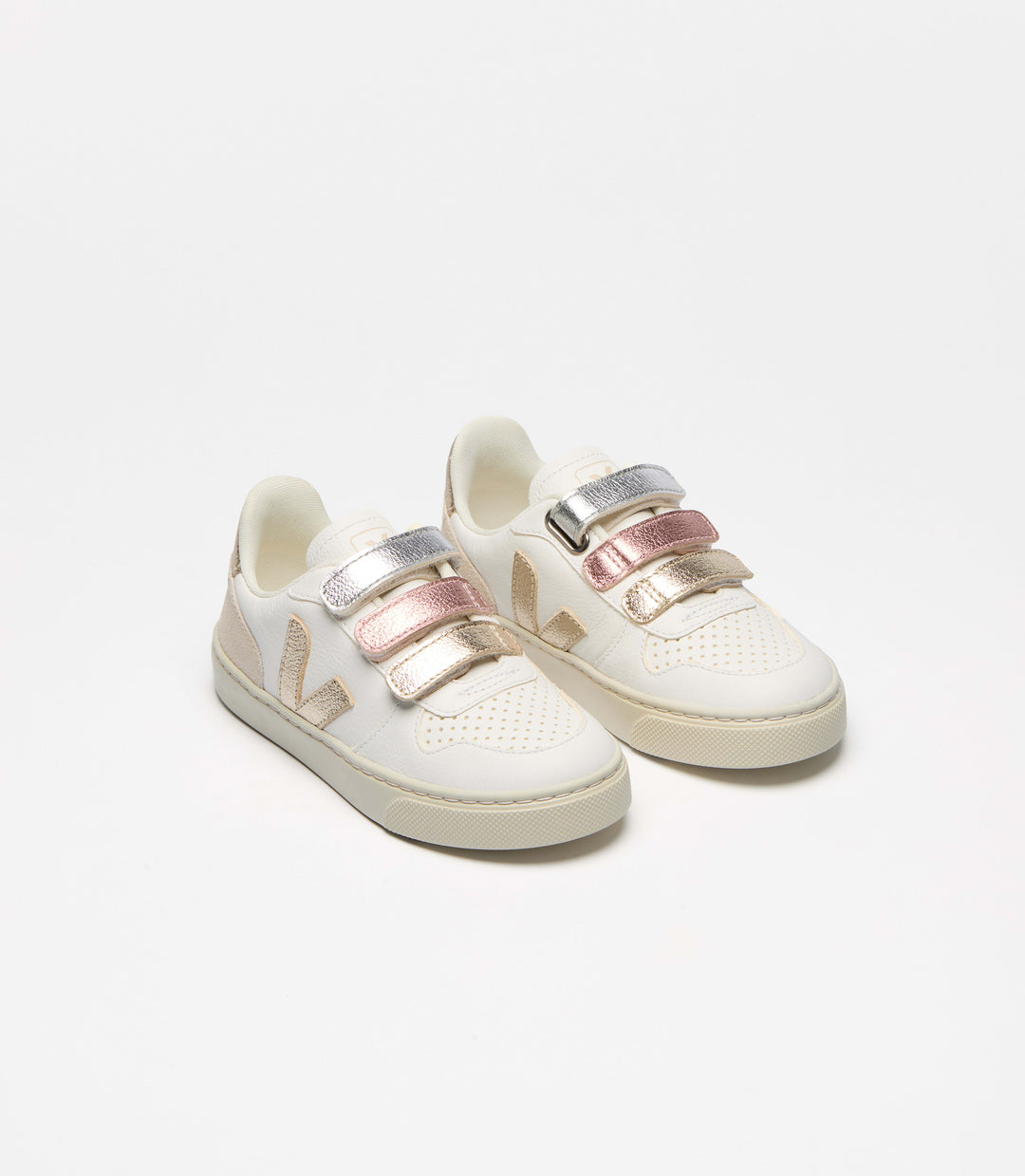 VEJA NIÑA ZAPATILLA V-10 LEATHER MULTICO-EXTRA-WHITE/SHINY