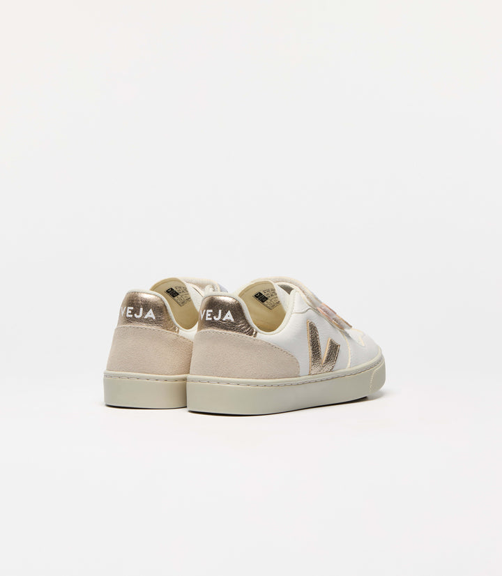 VEJA NIÑA ZAPATILLA V-10 LEATHER MULTICO-EXTRA-WHITE/SHINY