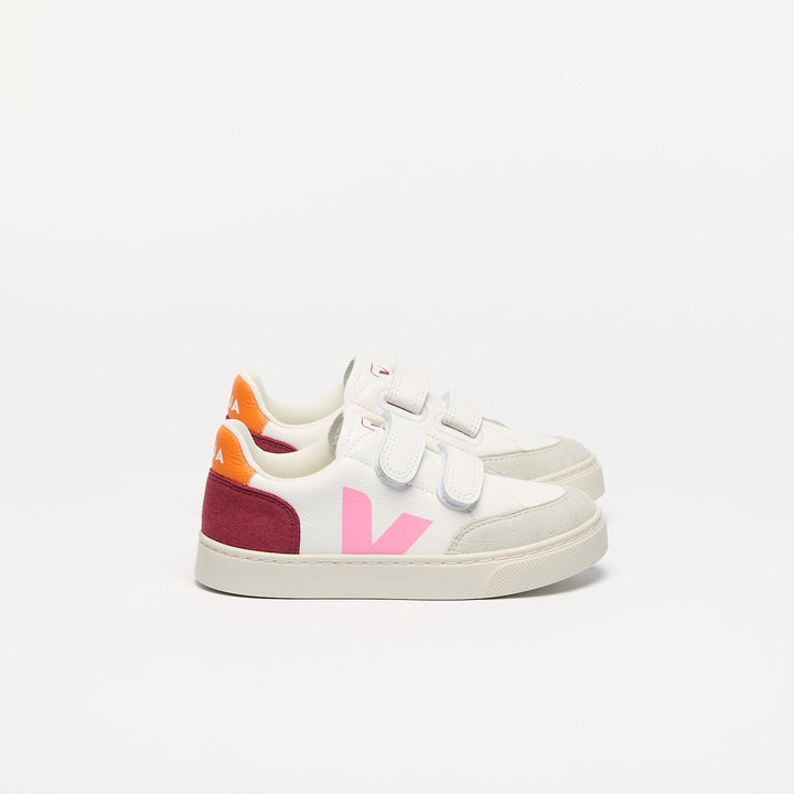 VEJA NIÑA ZAPATILLA V-12 LEATHER WHITE/MULTICO-MARSALA