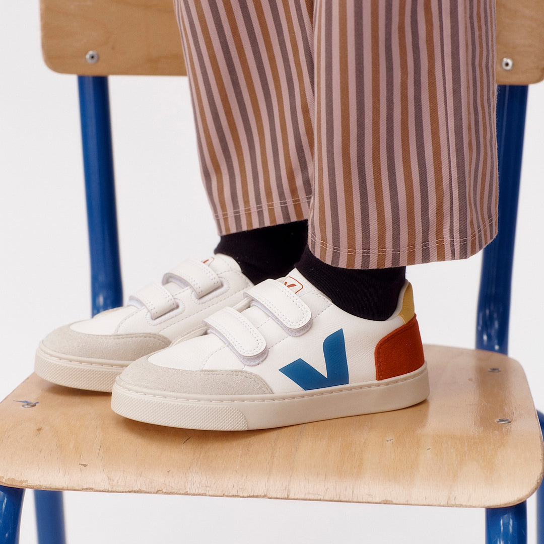 VEJA NIÑO ZAPATILLA V-12 LEATHER WHITE/MULTICO-PEPPER