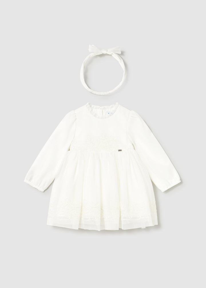 MAYORAL BEBE NIÑA VESTIDO TULLE EMBROIDED CEREMONY NATURAL