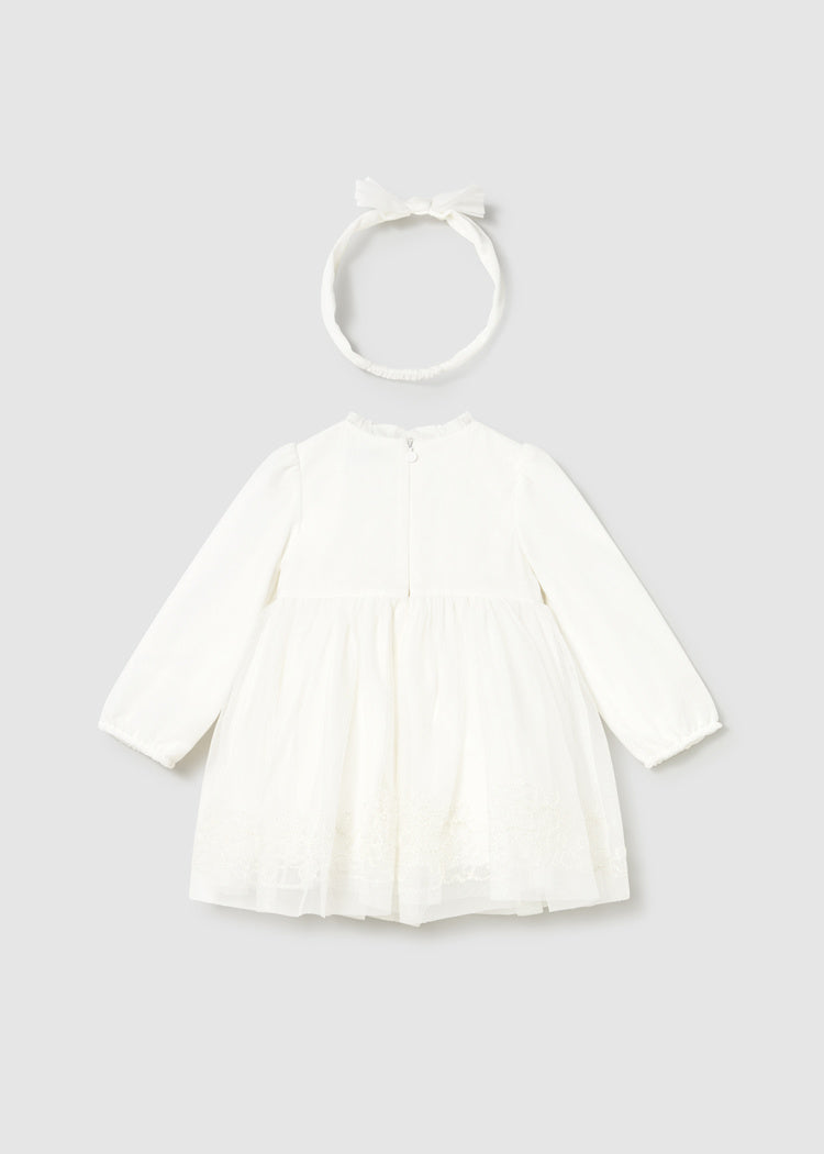 MAYORAL BEBE NIÑA VESTIDO TULLE EMBROIDED CEREMONY NATURAL