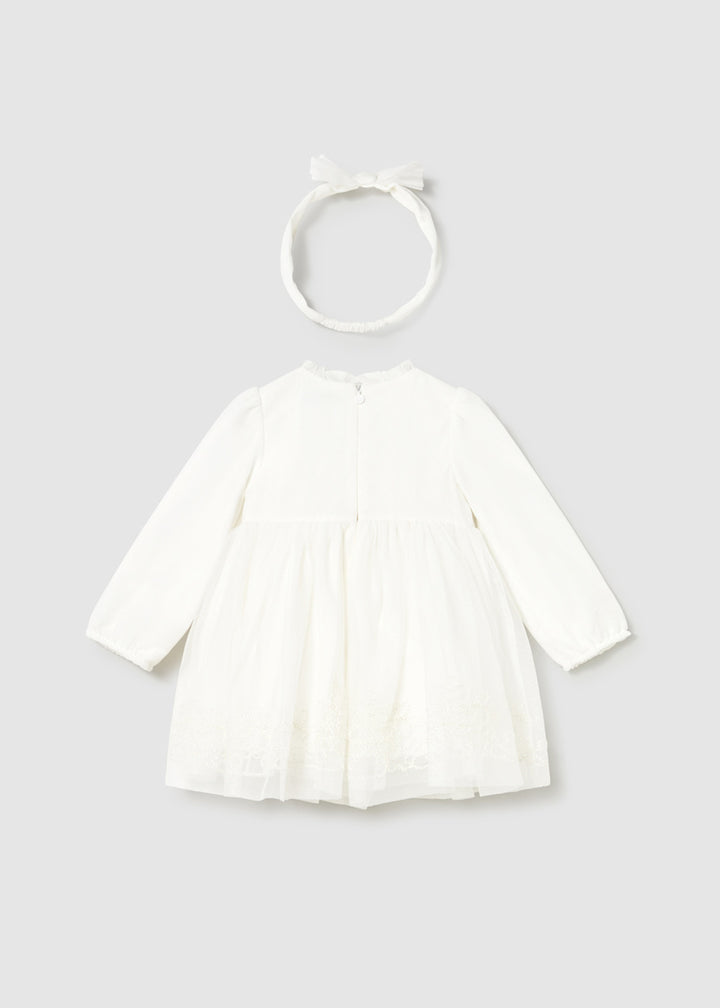 MAYORAL BEBE NIÑA VESTIDO TULLE EMBROIDED CEREMONY NATURAL