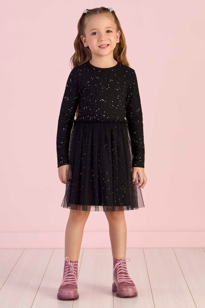 MON SUCRÉ NIÑA VESTIDO PRETO/NEGRO