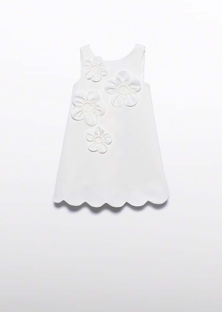 ABEL & LULA NIÑA VESTIDO CREPE FLORES 3D NATA