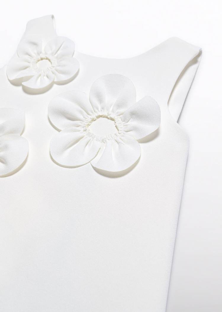 ABEL & LULA NIÑA VESTIDO CREPE FLORES 3D NATA