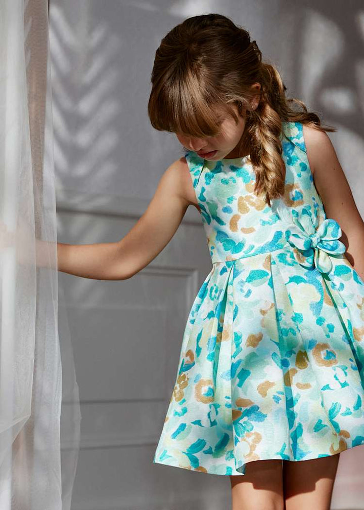 ABEL & LULA NIÑA VESTIDO MONOFILAMENTO ESTAMPA JADE